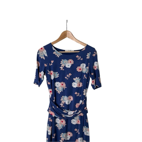 Boden Terese Jersey Dress Ruched Waist Detail Blue Floral 6 - Picture 3 of 9